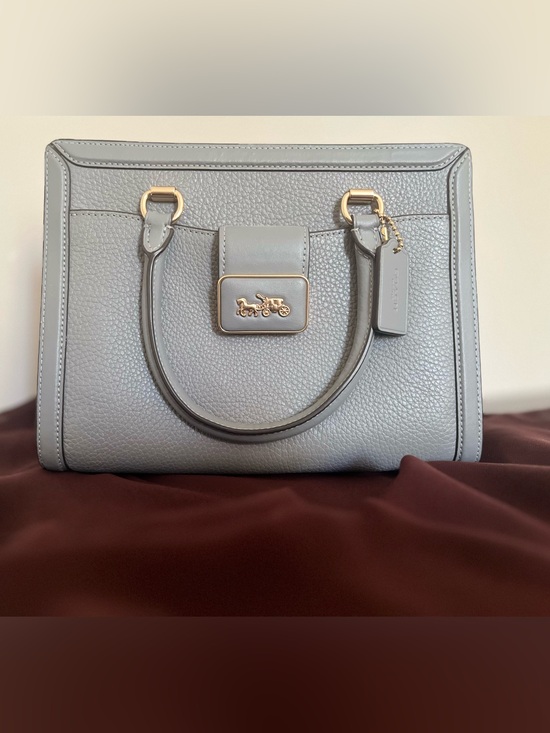 Coach Handbags - Coach Pebbled Leather Satchel in Gray with Gold Hardware